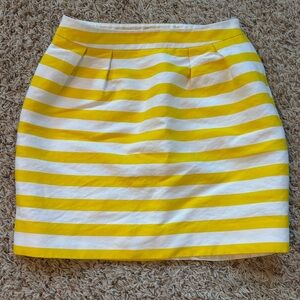 Kate Spade Skirt 2 Yellow White Stripe Lined Side Zip Short